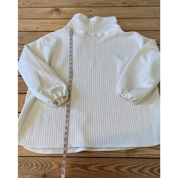Max Studio Waffle Knit Cowl Neck Top Size 2X Women’s White - Picture 6 of 9
